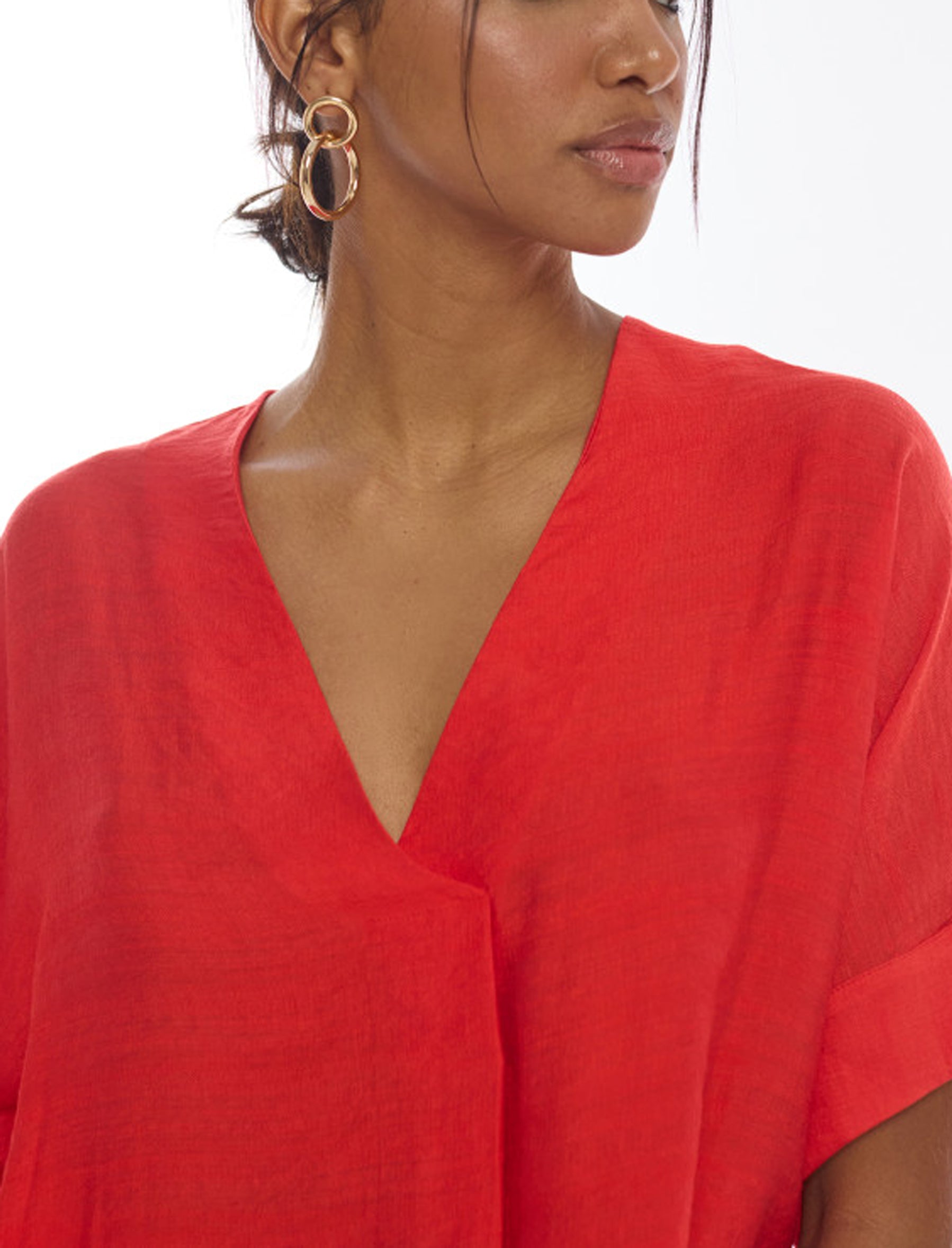 Blusa manica corta con scollo a V Lola Casademunt LS2615092 Rosso