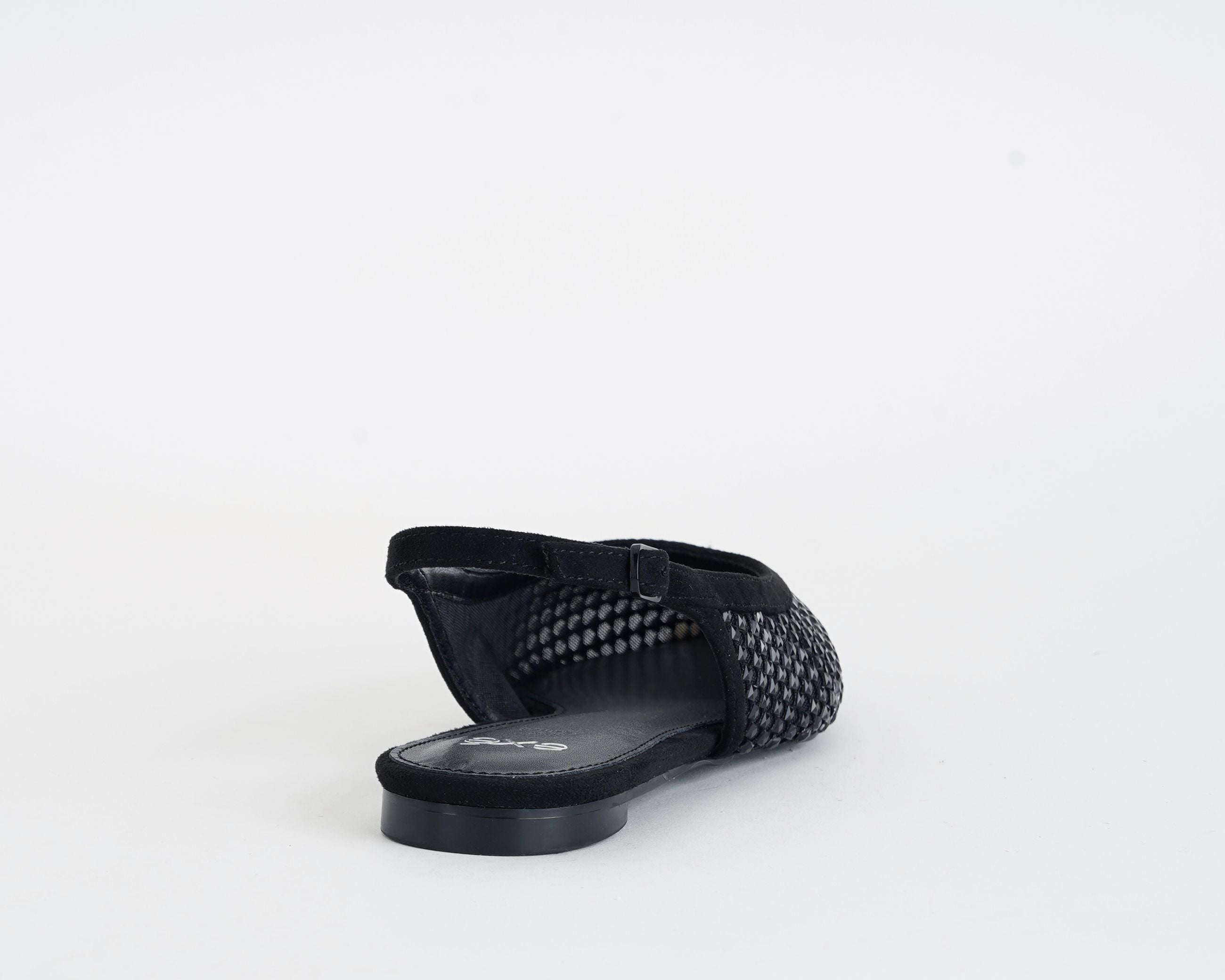 Ballerine donna EXE Miami-222 Black mesh con strass e cinturino