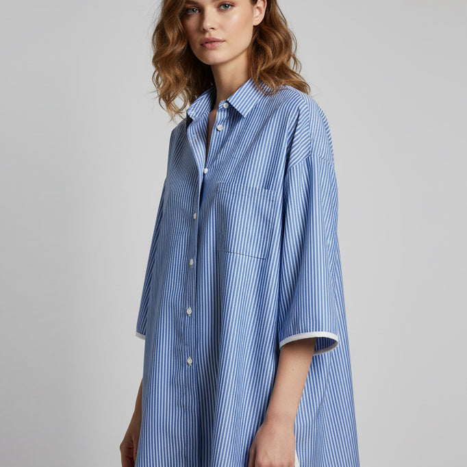 Camicia a righe Vicolo TAB2320 Royal/Bianco