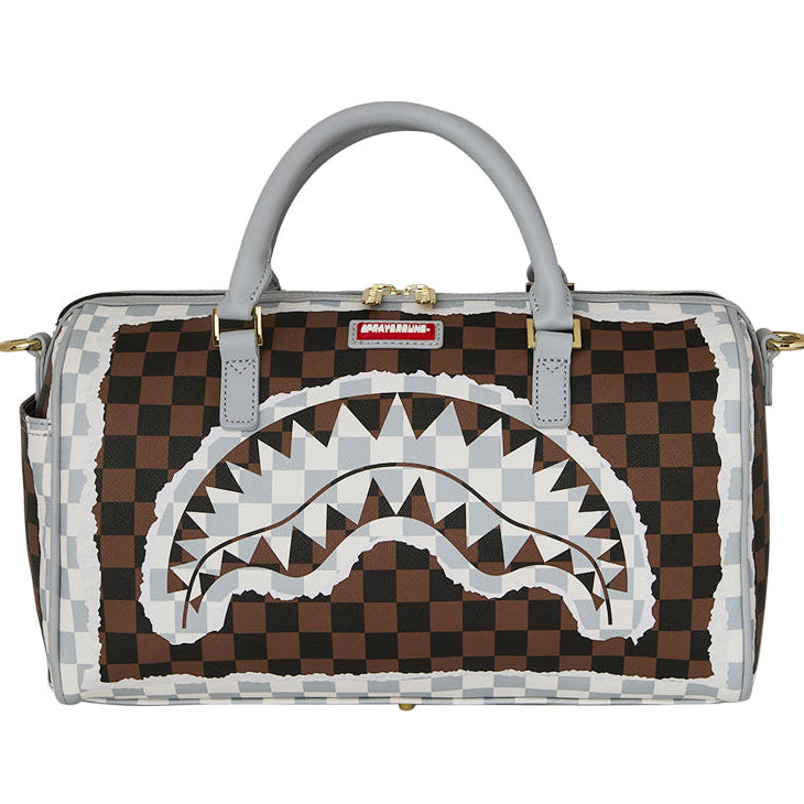 Borsa a bauletto SPRAYGROUND CREAM AND BROWN TEAR CHECK MINI DUFFLE 910D8293NSZ Unisex Uomo Donna