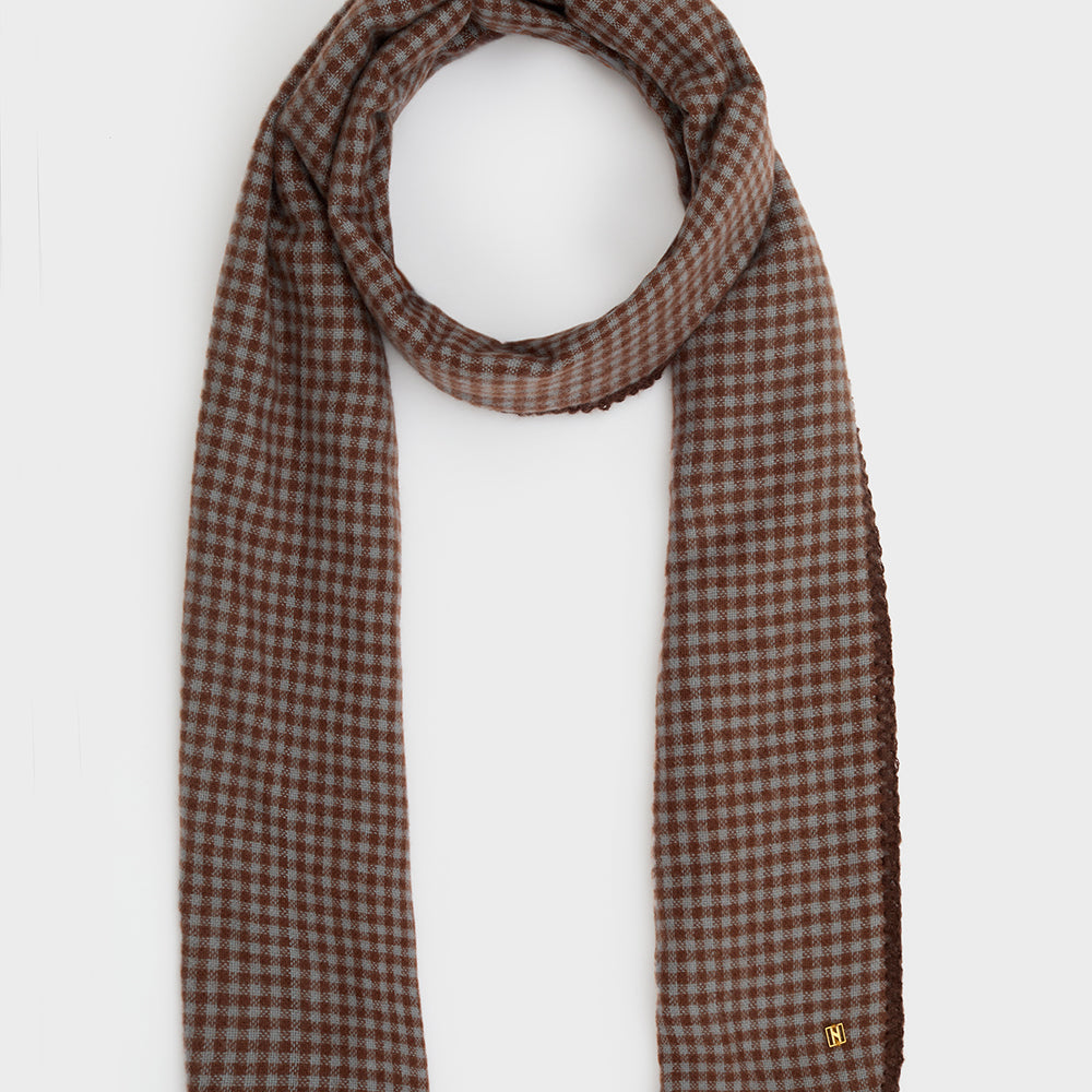 Sciarpa NALI' ANGY QUADRI SMALL LASC0316 Celeste/Marrone Donna