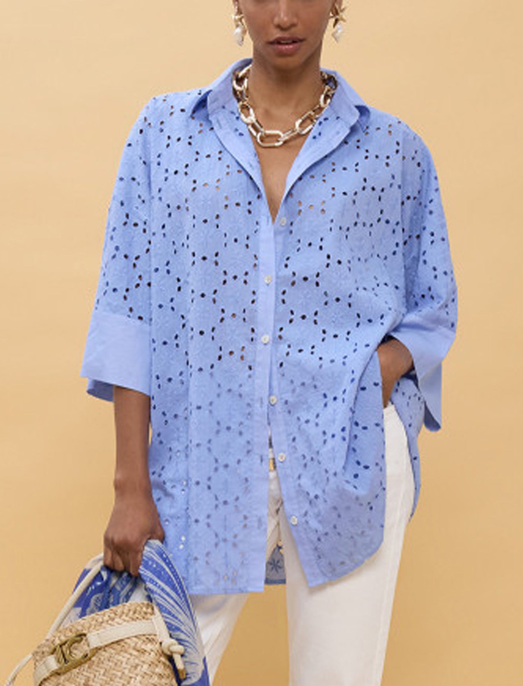 Camicia corta oversize Lola Casademunt LS2616018 Blu