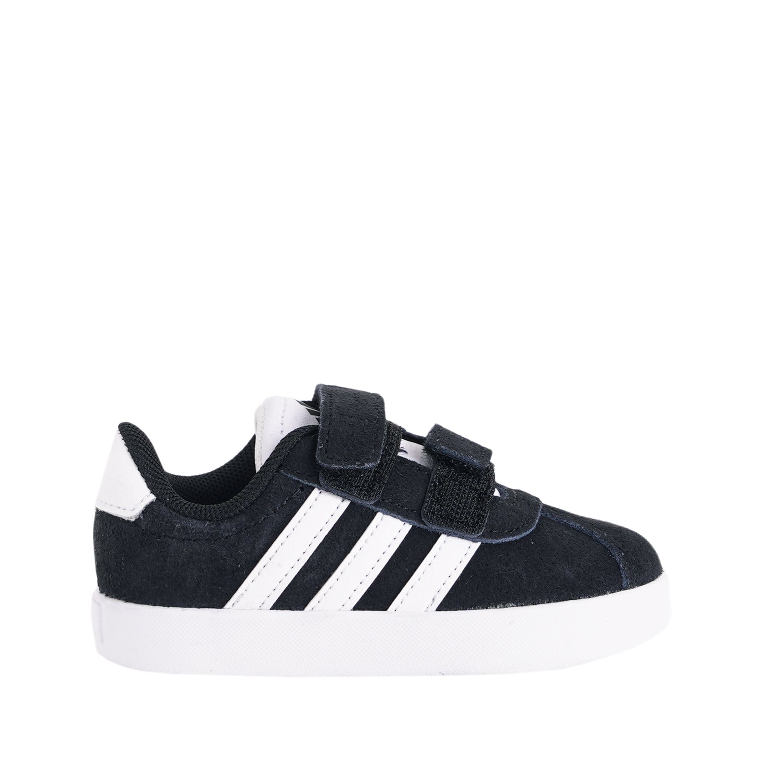 Sneakers bambino unisex Adidas VL Court 3.0 CF I nere ID9158 – vista frontale con chiusura doppio strappo
