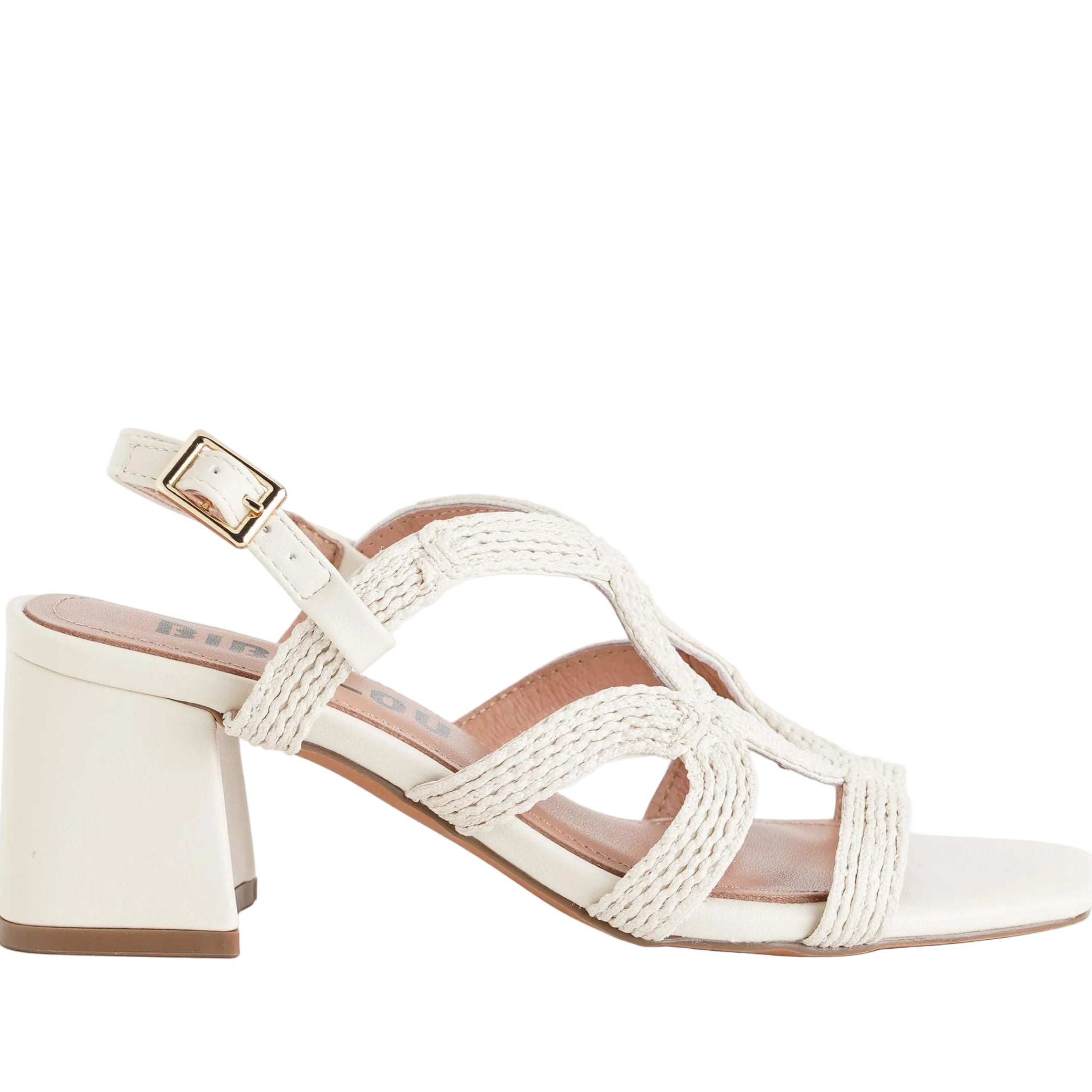 Sandali con tacco Bibi Lou Meli 876Z94HG Off White Donna – vista frontale, tomaia in tessuto e sintetico con cinturino regolabile, tacco 60 mm