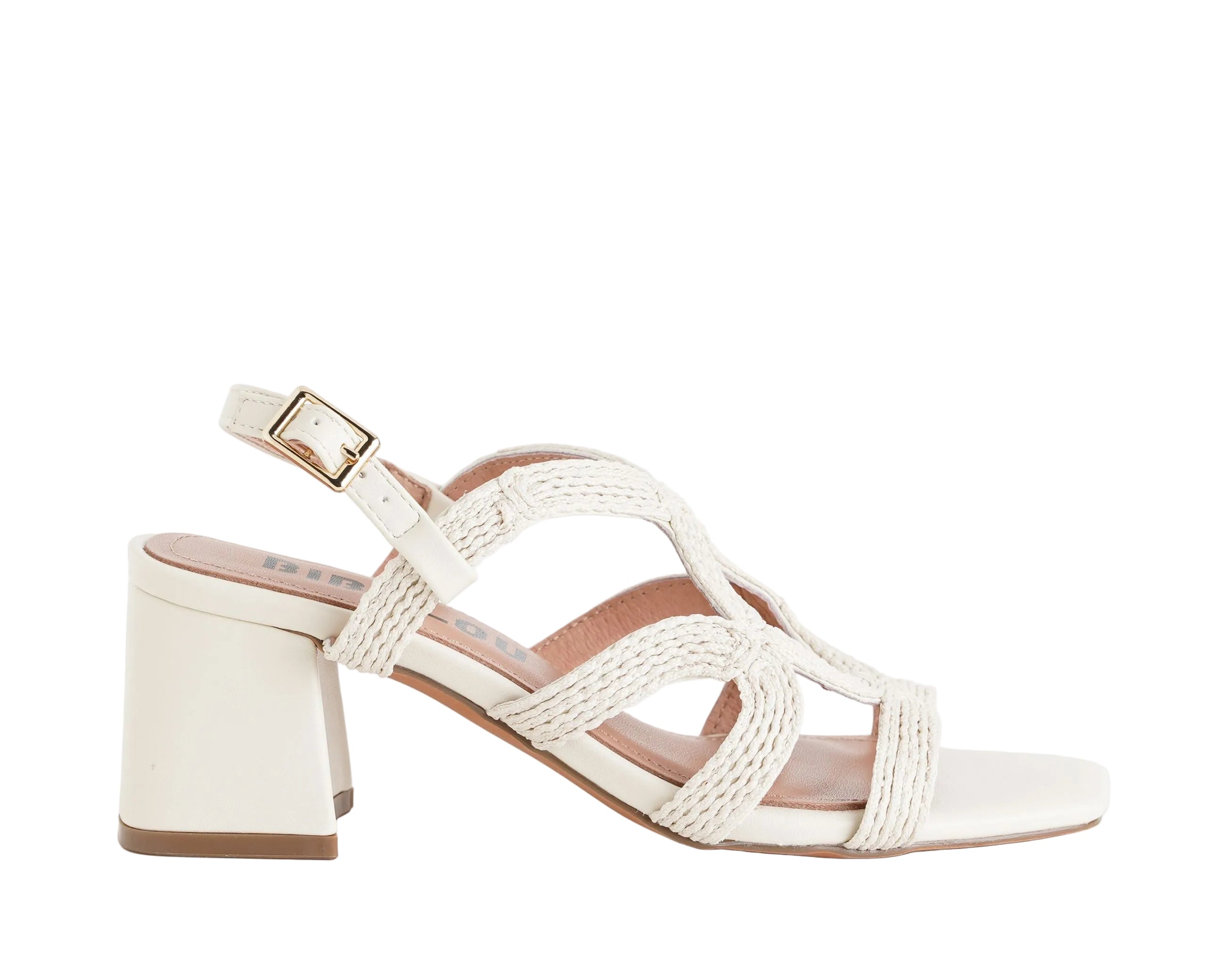 Sandali con tacco Bibi Lou Meli 876Z94HG Off White Donna – vista frontale, tomaia in tessuto e sintetico con cinturino regolabile, tacco 60 mm