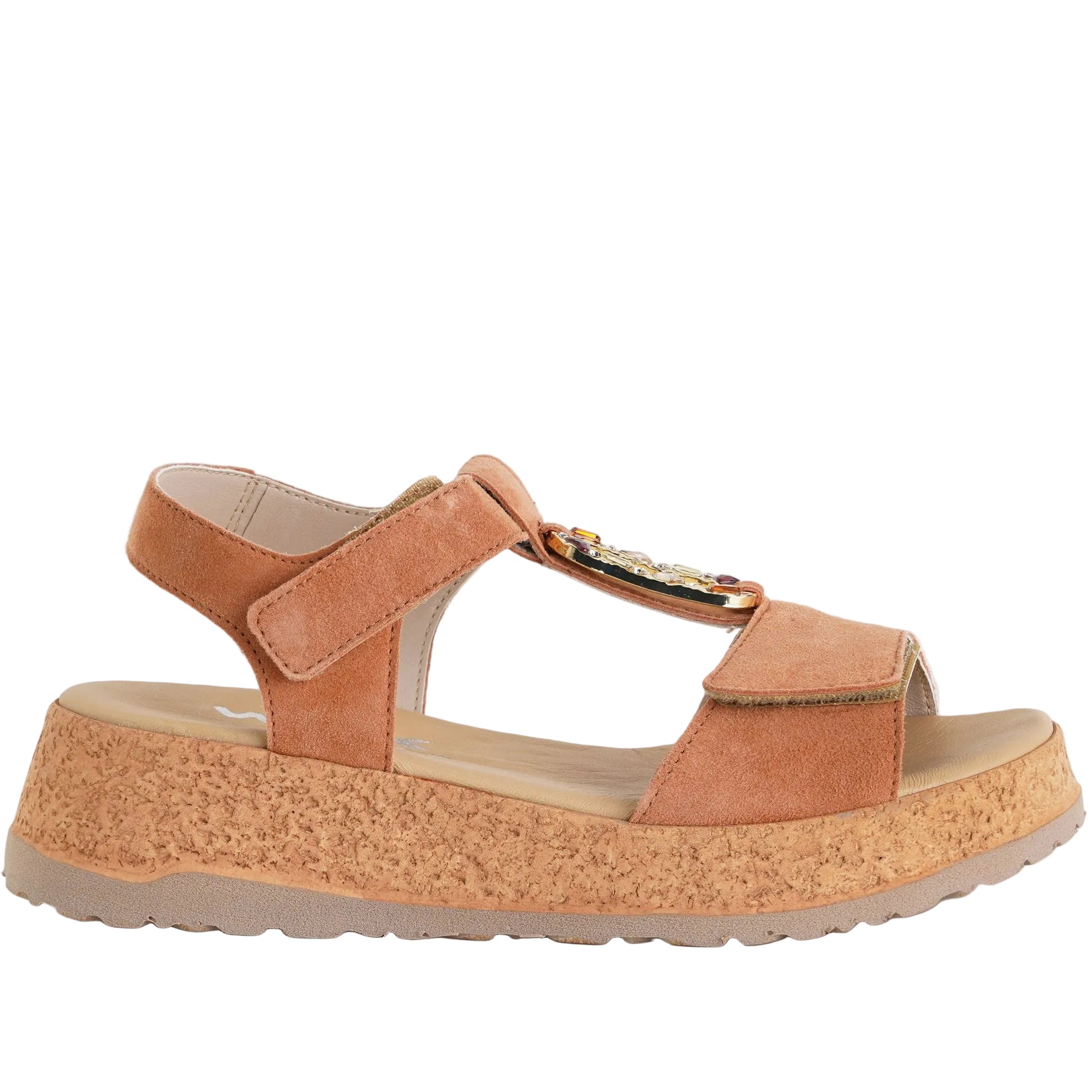 Sandalo Melluso 019289 castagno donna - Suede sottopiede pelle chiusura strappo suola gomma tacco 4 cm taglie 36-41