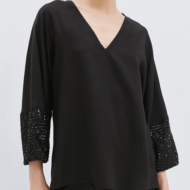 Blusa con paillettes Access Fashion 63-2109-683 Bianco Donna