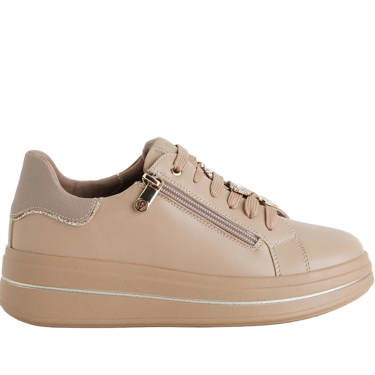 Sneakers con zeppa Valleverde 35492D Avana Donna