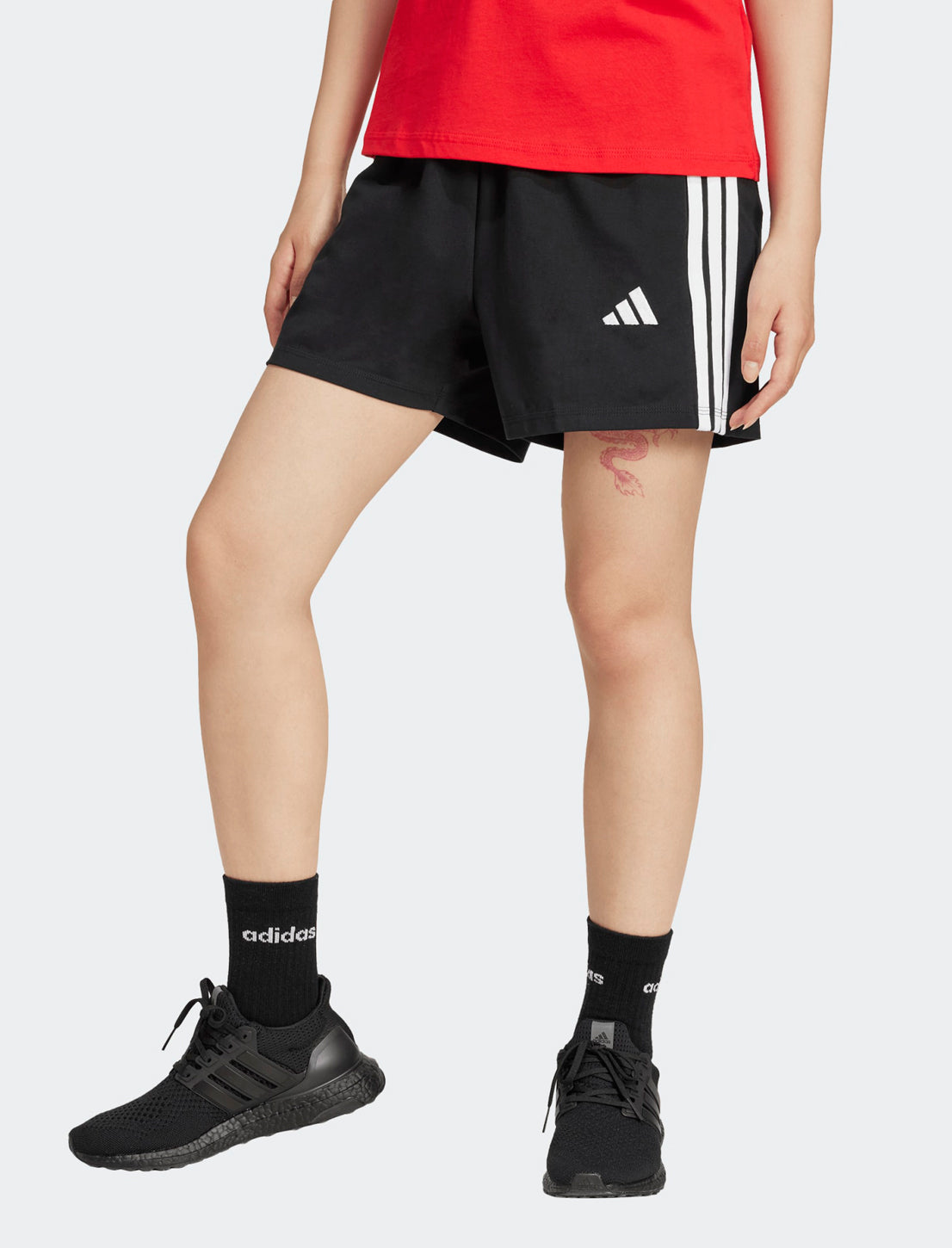 Short Adidas Essentials 3-Stripes Cotton JD0908 nero donna vista frontale