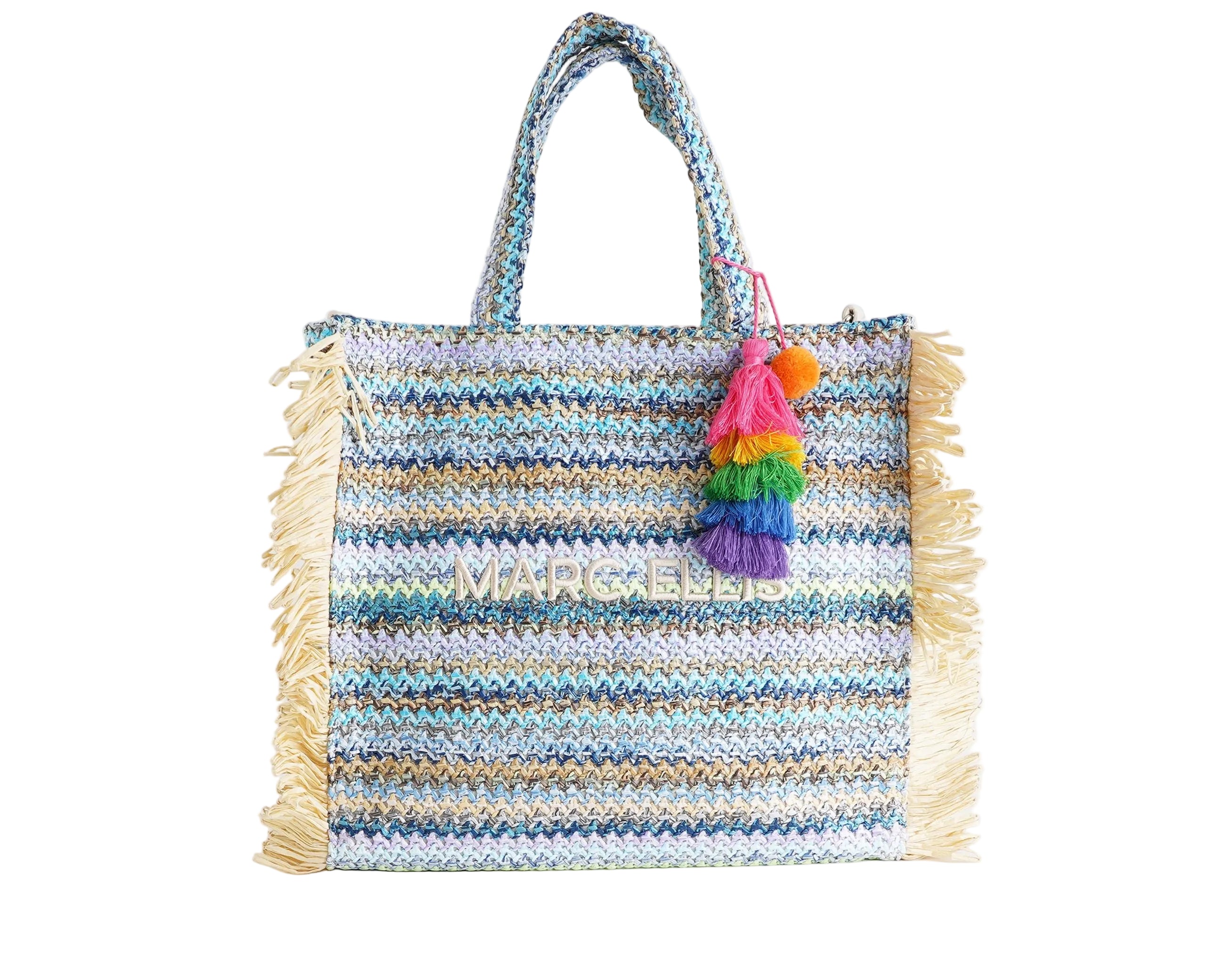 Borsa a mano Marc Ellis Buby S.Claire L Donna – Sky – vista frontale, borsa strutturata con manici rigidi e dettagli logati