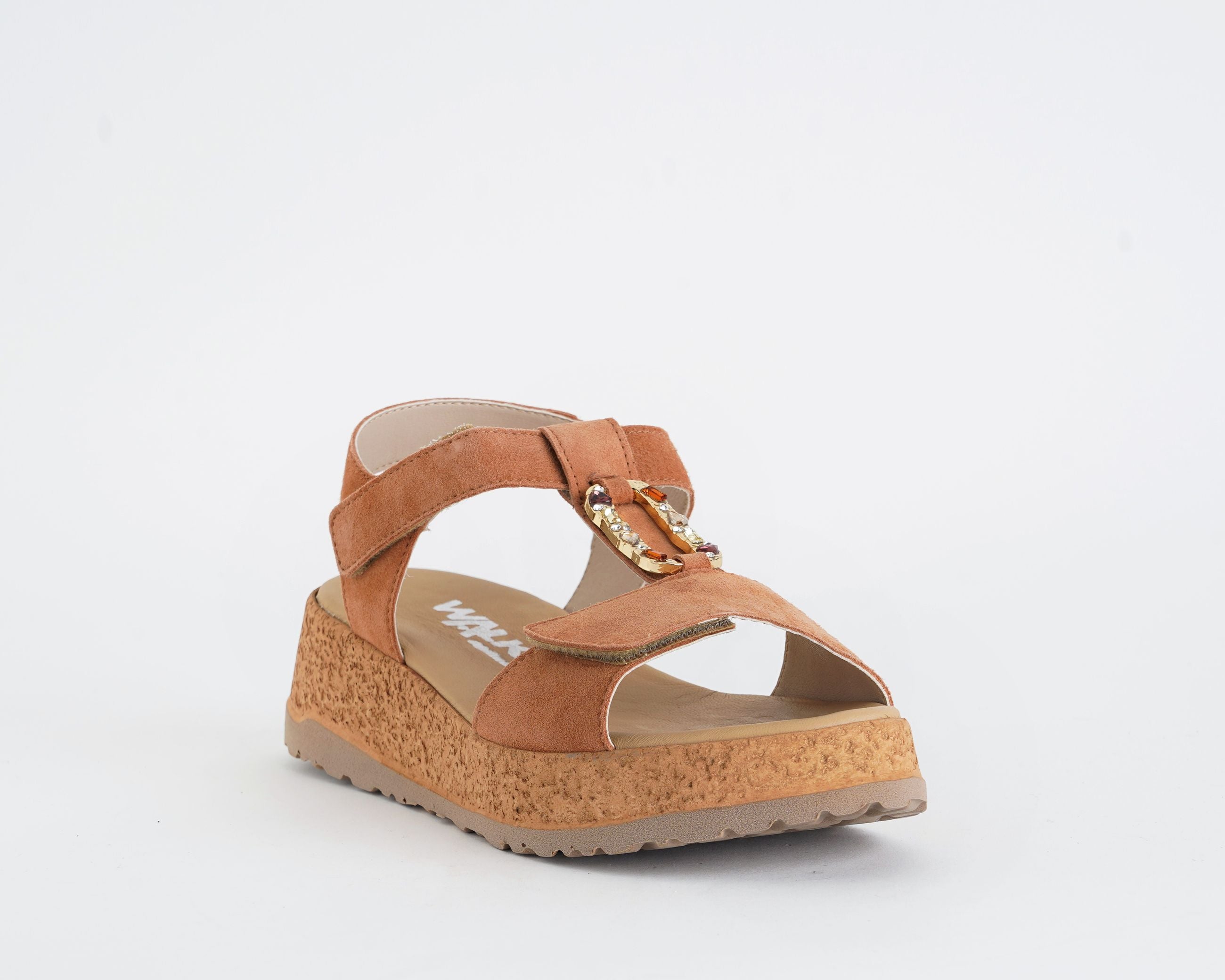 Sandalo Melluso 019289 castagno donna - Suede sottopiede pelle chiusura strappo suola gomma tacco 4 cm taglie 36-41