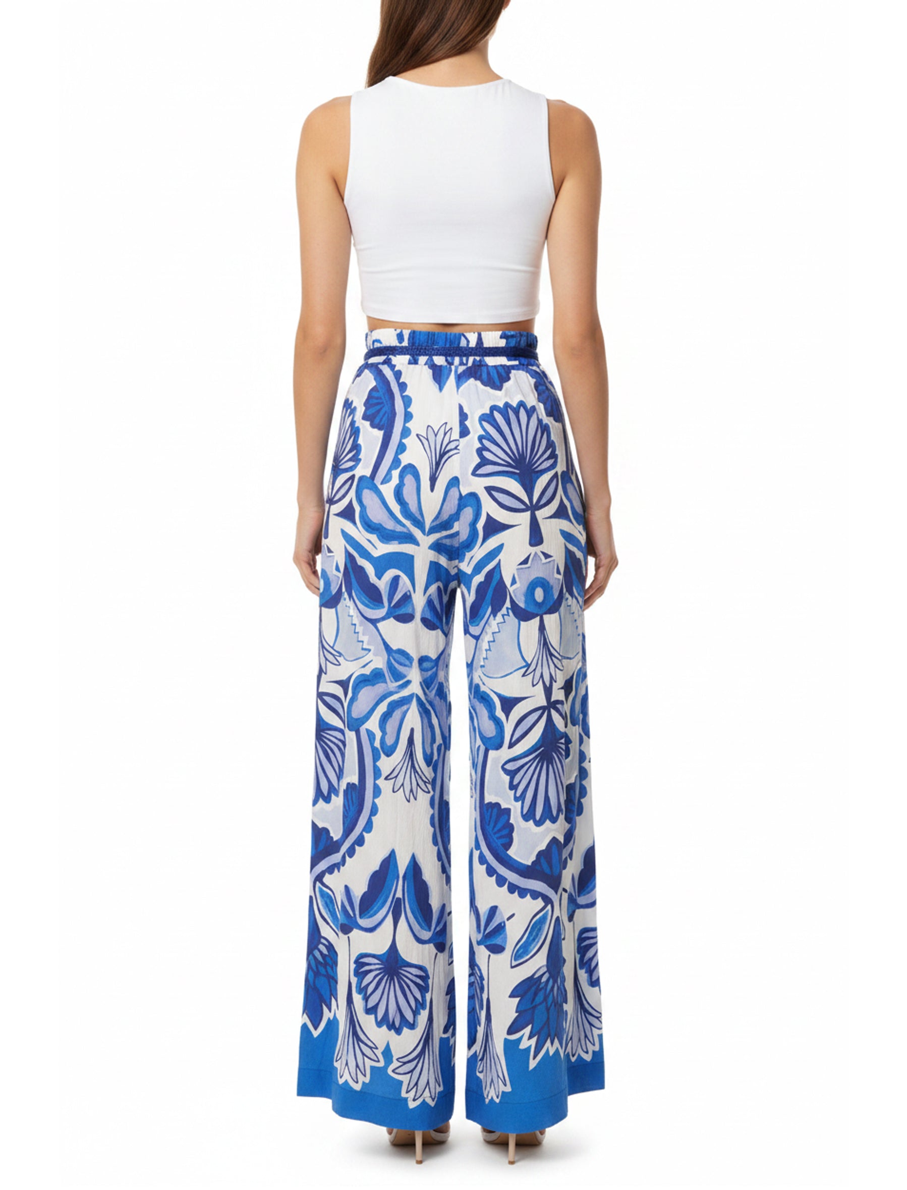 Pantalone a zampa Aggel SS64113KF Blu Multicolore