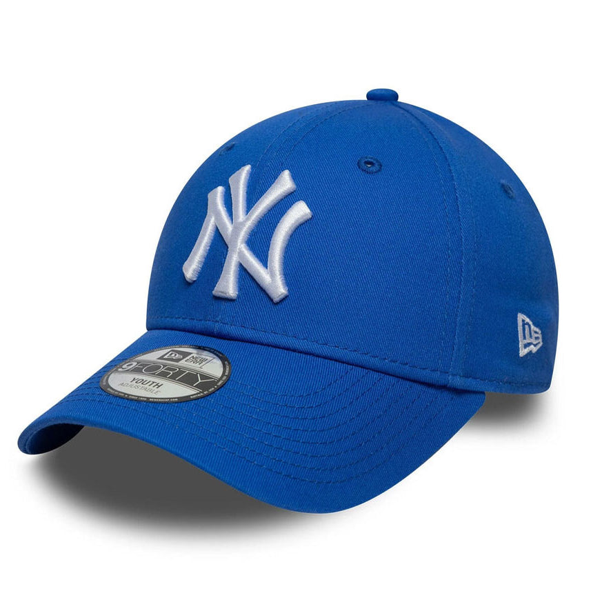 Cappellino New Era 9FORTY New York Yankees blu bambino – vista semi-laterale con New Era Flag ricamata