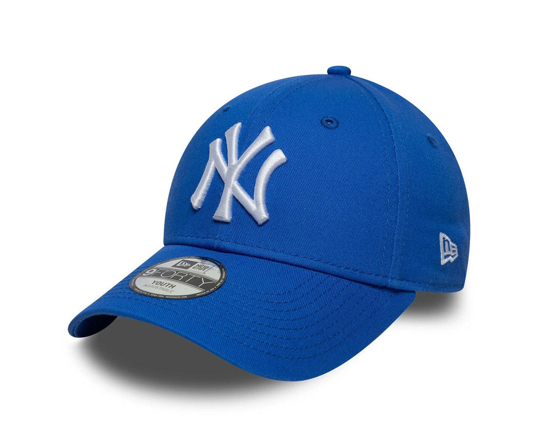 Cappellino New Era 9FORTY New York Yankees blu bambino – vista semi-laterale con New Era Flag ricamata