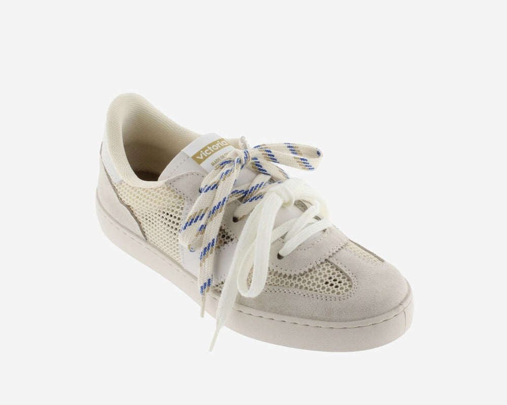 Sneakers Victoria Berlin 1126231 Beige Donna – vista laterale, tomaia in mesh e camoscio