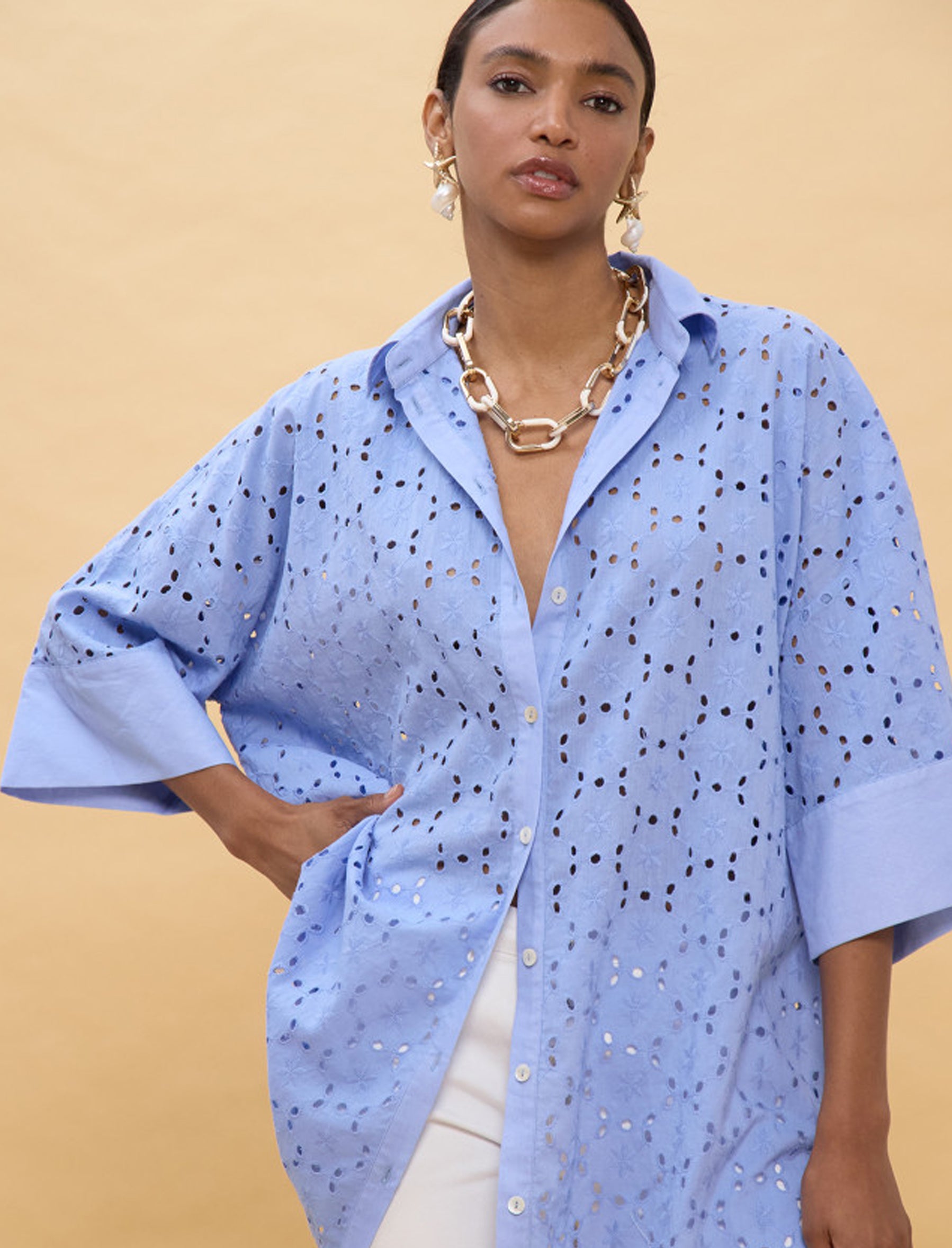 Camicia corta oversize Lola Casademunt LS2616018 Blu