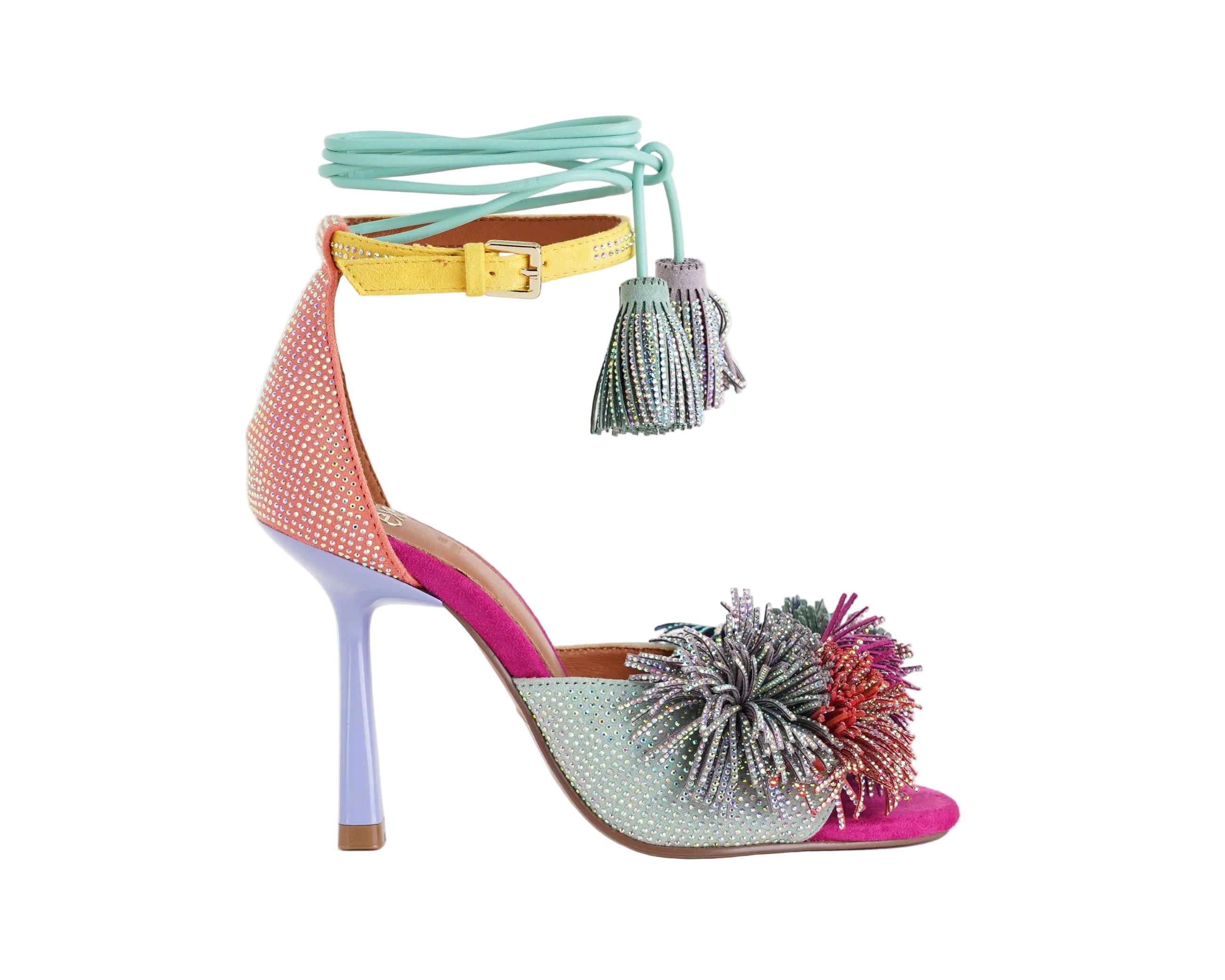 EXÈ JENNIFER-725 Sandalo con strass colore Verde (Green/Multi)