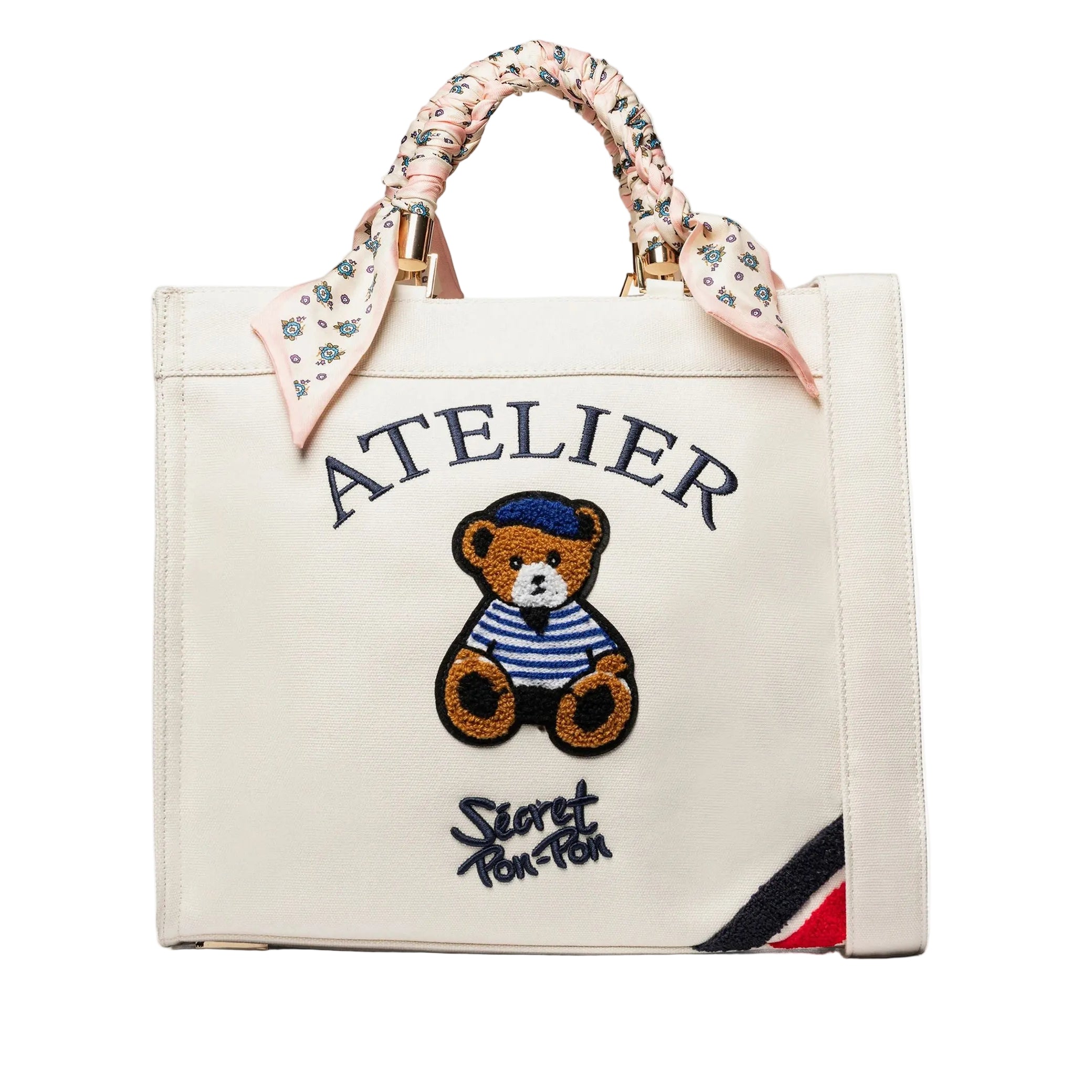 Borsa a mano Sécret Pon-Pon Saint Tropez Bag M Ecru Donna – tracolla regolabile, chiusura zip, H.31xL.35xP.14 cm