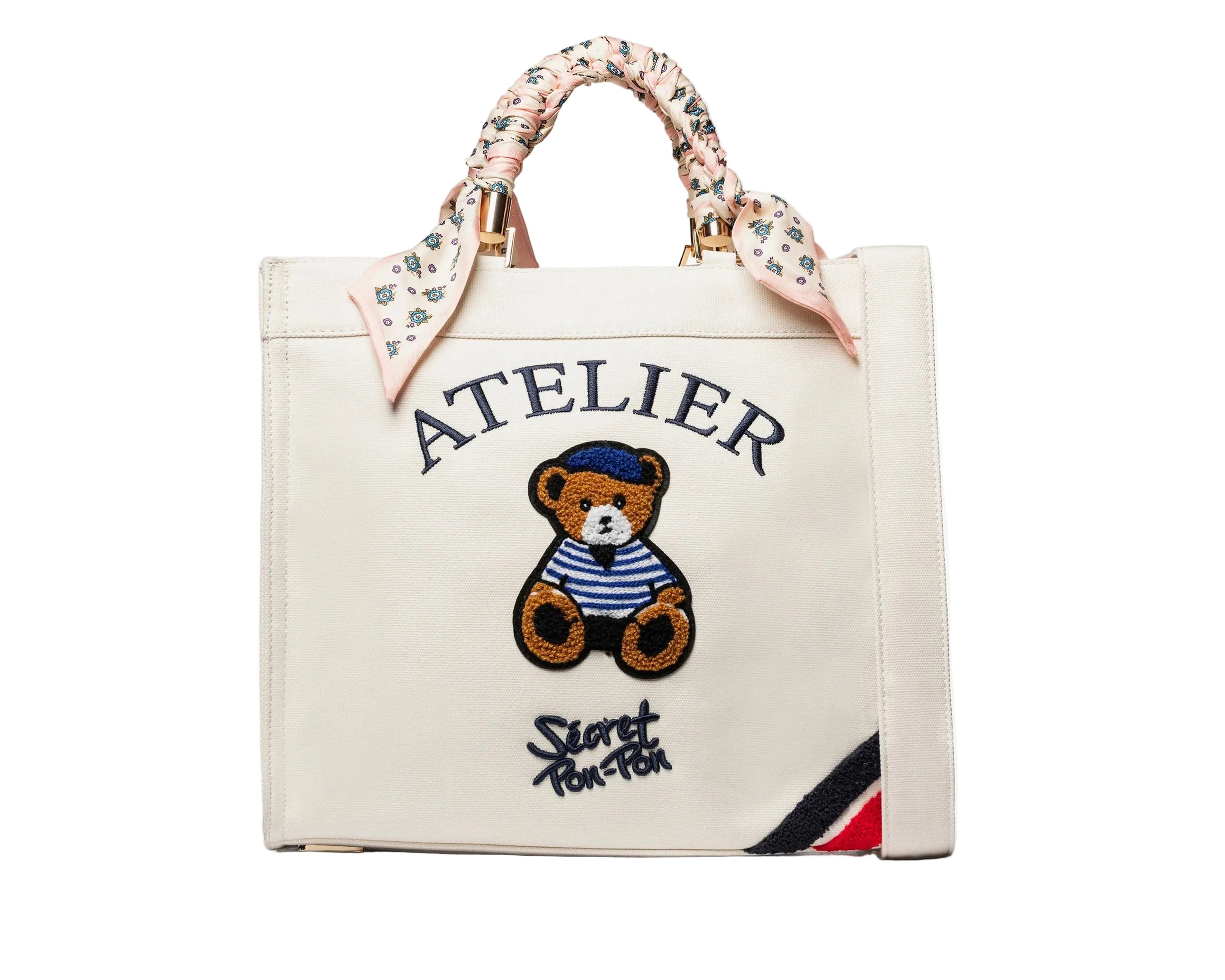 Borsa a mano Sécret Pon-Pon Saint Tropez Bag M Ecru Donna – tracolla regolabile, chiusura zip, H.31xL.35xP.14 cm