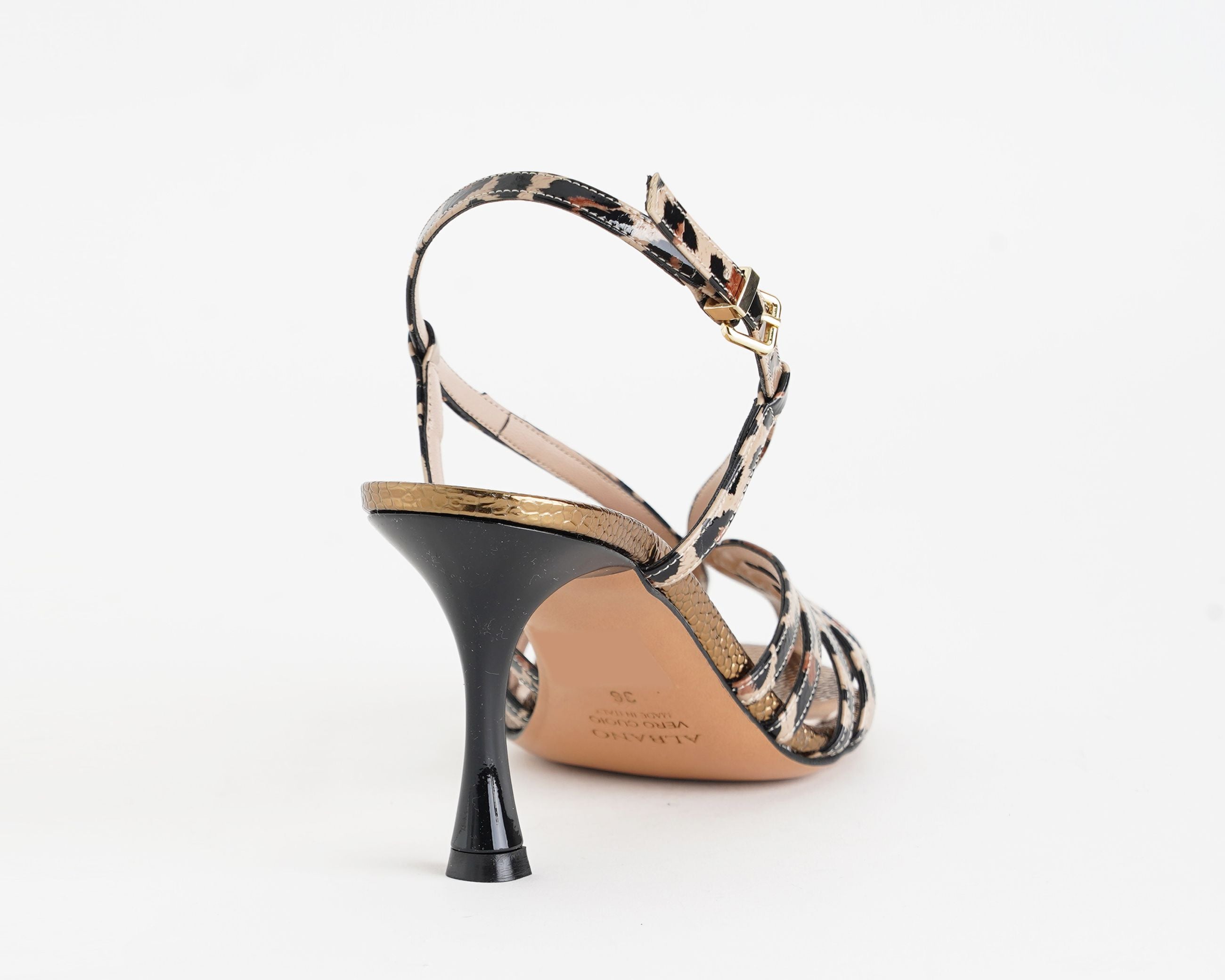 Sandali con tacco Albano 5613 leopard da donna, tomaia in naplak fantasia leopard e cinturino regolabile, tacco 75 mm