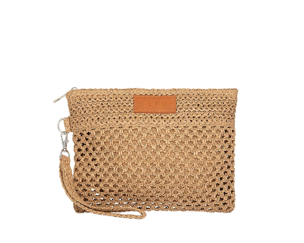 Mini Pochette Me Fui SW0055LB in rafia Light Brown Donna