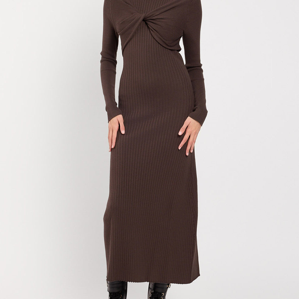 Abito lungo in maglia Twinset 262LI3ECC Mocha Donna