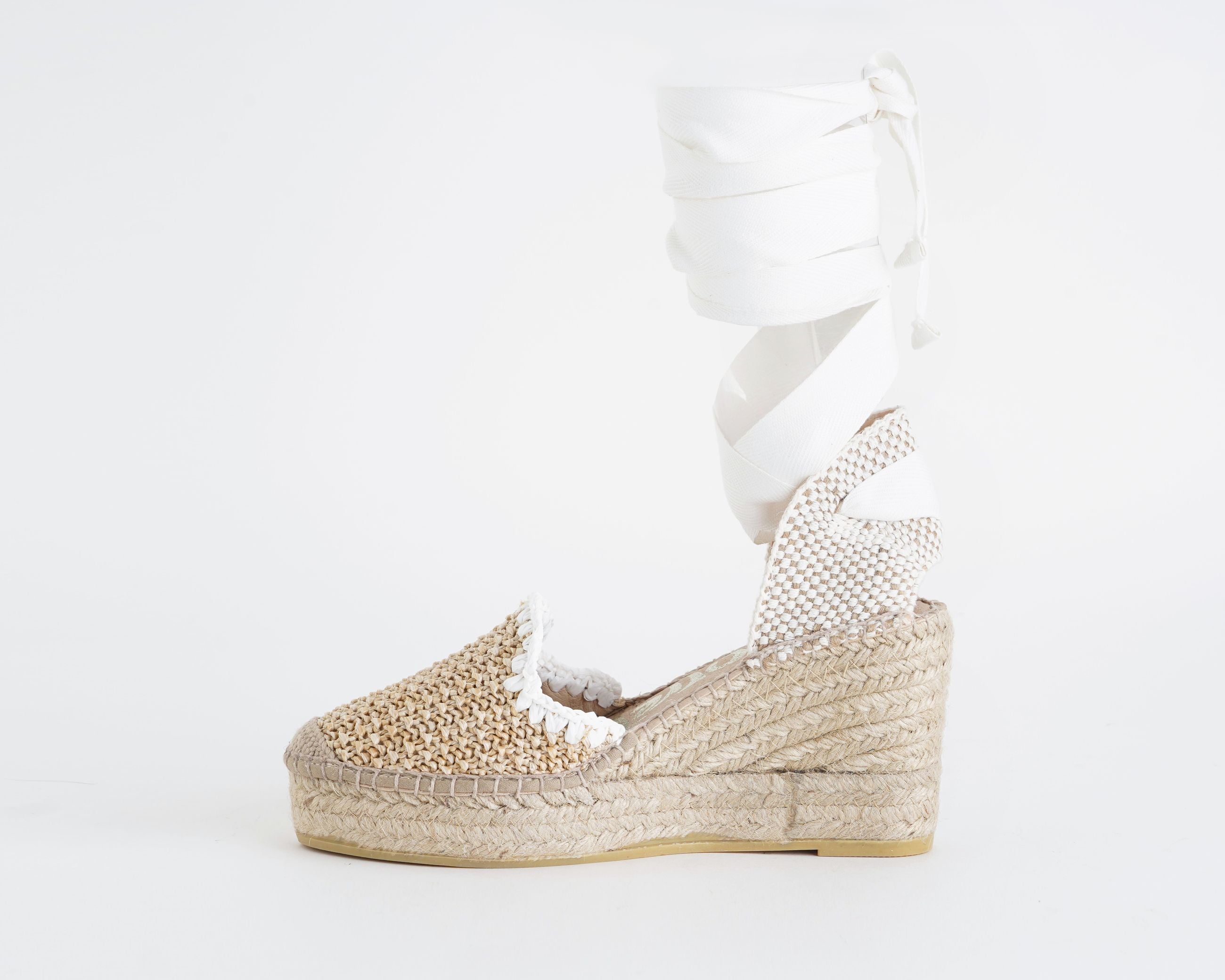 Vidorreta 0247 Ceilan Espadrillas Raffia Zeppa Lacci Donna VIDORRETA Natural Blanco