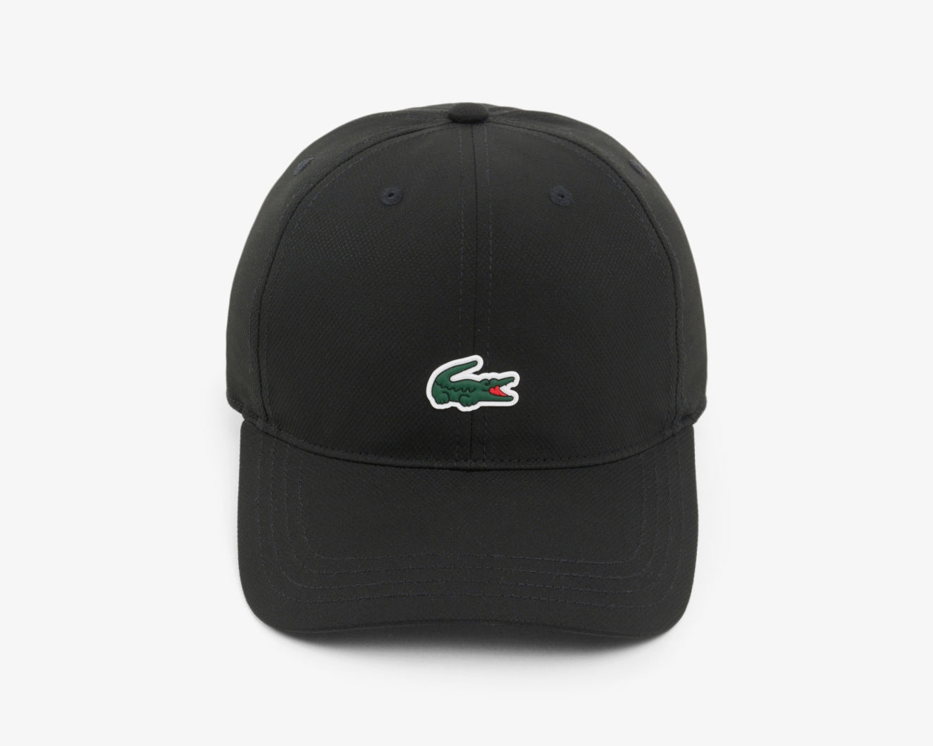 Cappellino sportivo Lacoste RK0846 nero unisex bambino - taffetà a rombi, cinturino regolabile, coccodrillo in silicone