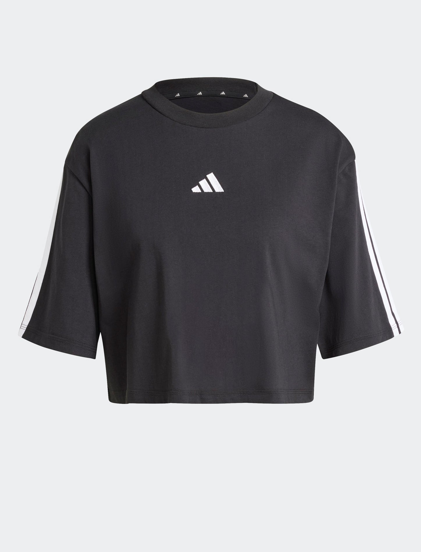T-shirt crop Adidas Essentials 3-Stripes JD4998 nera donna foto catalogo
