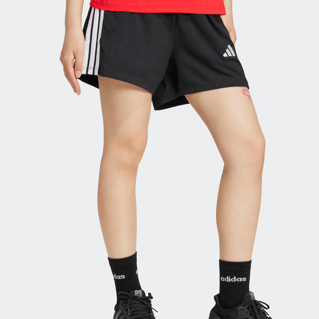 Short Adidas Essentials 3-Stripes Cotton JD0908 nero donna vista laterale
