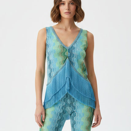 Top con frange Pho rachel 4323008 Sky Green