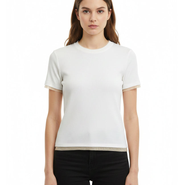 T-Shirt costine Le Streghe P26DL421 Bianco/Beige