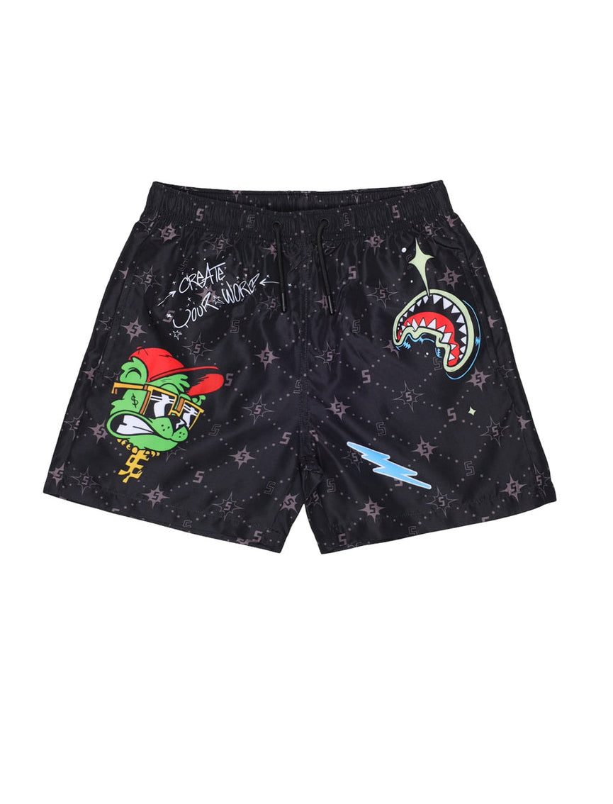 SPRAYGROUND SP927BLK Pantaloncini da Bagno Create Your World Uomo Nero
