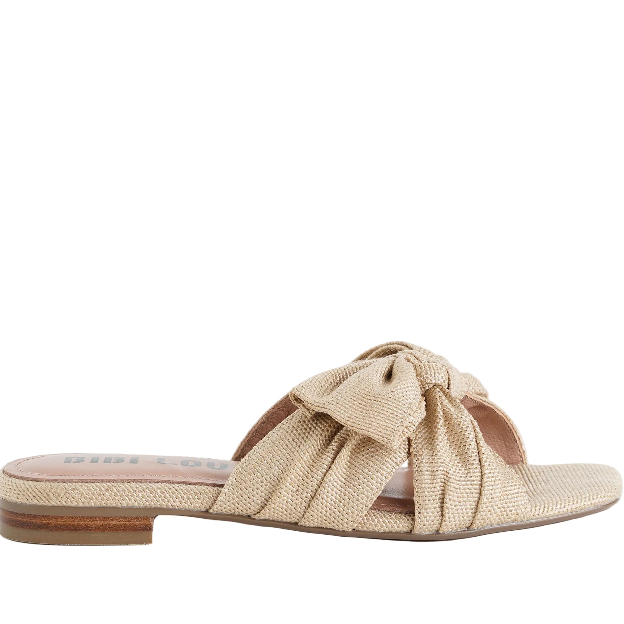 Ciabatta Bibi Lou Karsie 884Z69HG Natural Donna – vista frontale, tomaia in raffia con nodo, calzata slip-on e suola in gomma