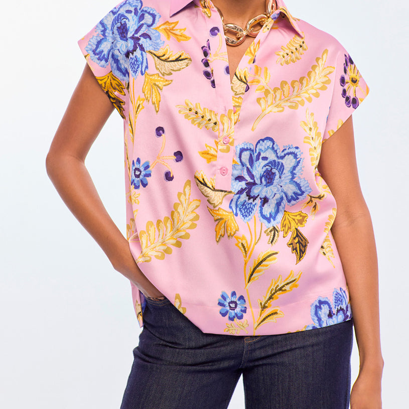 Camicetta polo a fiori Lola Casademunt LS2615063 Rosa/Multicolor Donna