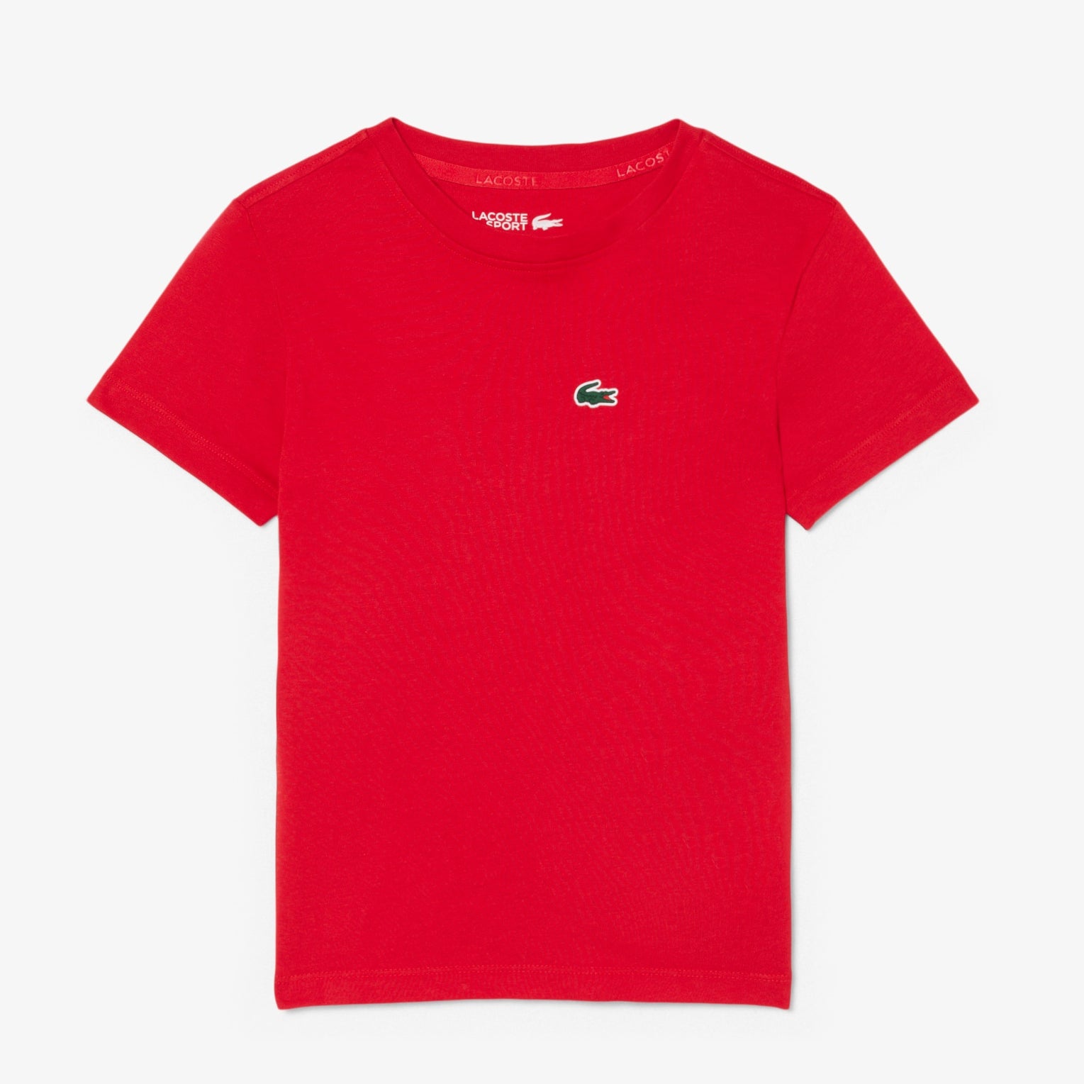 T-shirt Lacoste TJ0777 rosso unisex bambino - tecnologia Ultra Dry, cotone organico, taglie 8A-16A