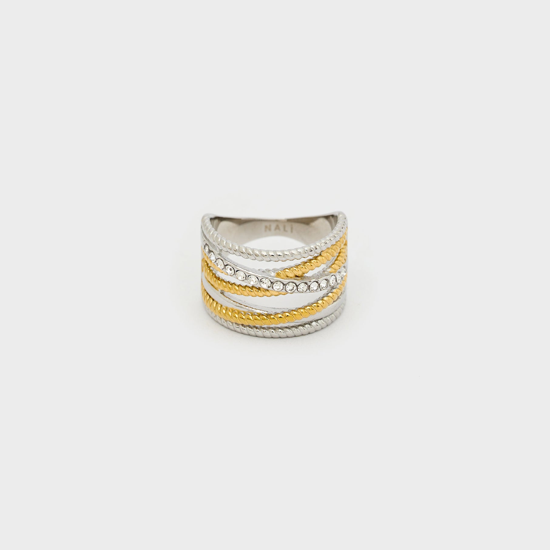 Anello Fascia Con Pietre Nali' PWAN0010 Oro/Argento Donna