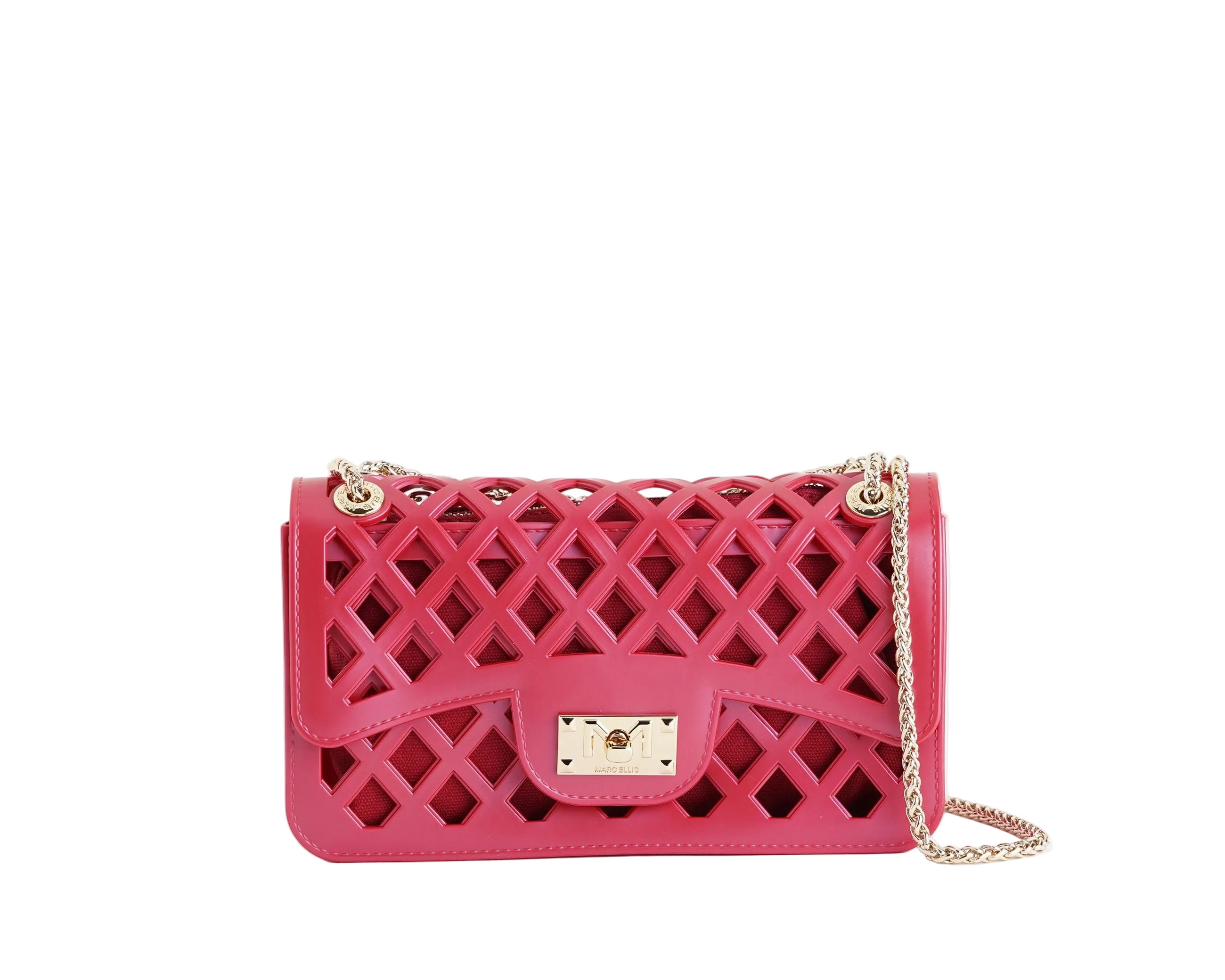 Borsa a spalla Marc Ellis Flat Basket Donna Rococco Red Light Gold – Vista frontale