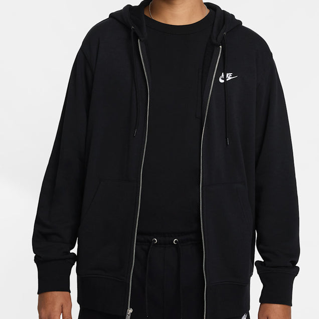 Felpa con cappuccio e zip a tutta lunghezza in French terry Nike Club FN3884-010 Black/Black/(White) Uomo