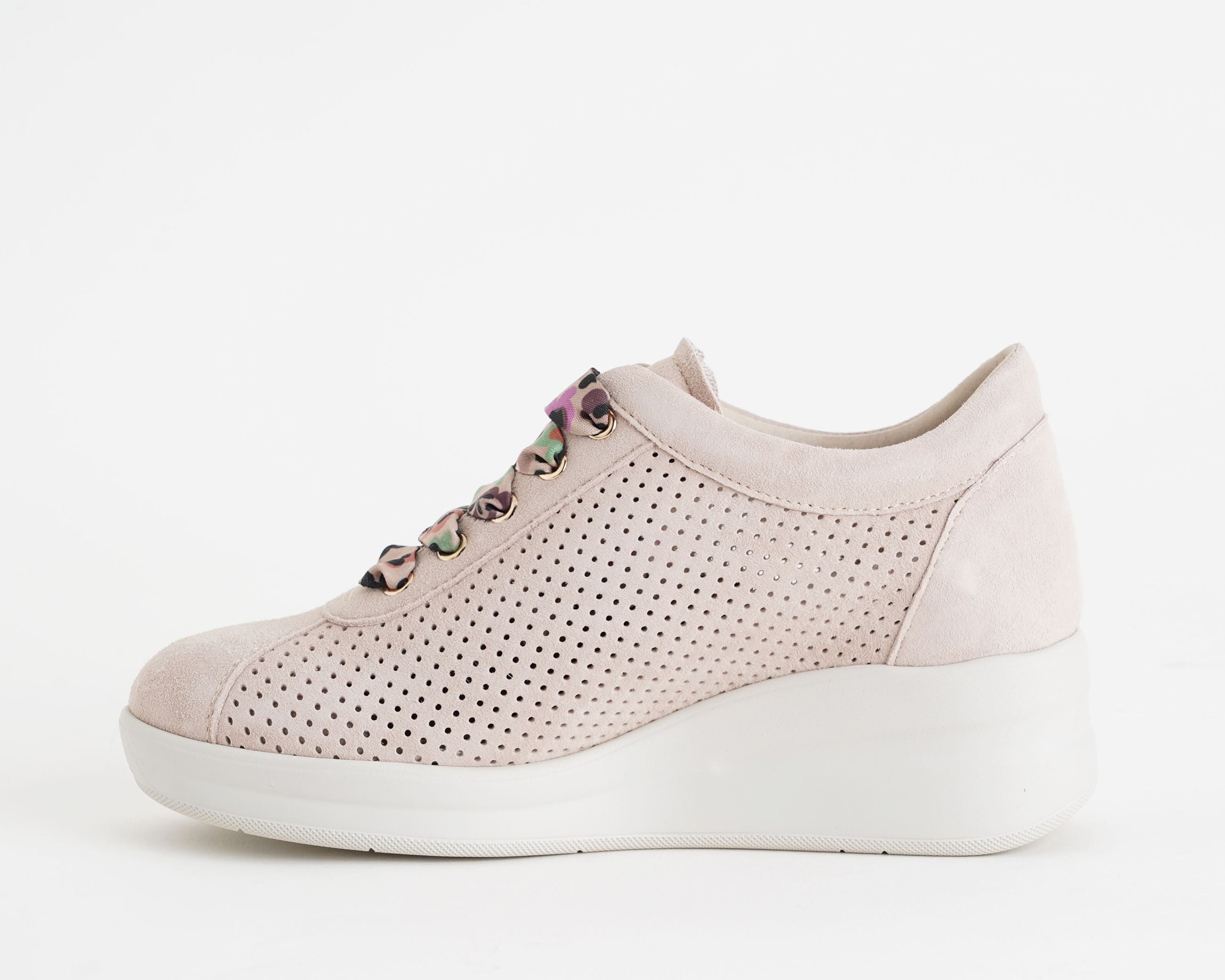Sneakers Melluso R20245Q Kiss zeppa 50mm camoscio soletta pelle donna vista laterale