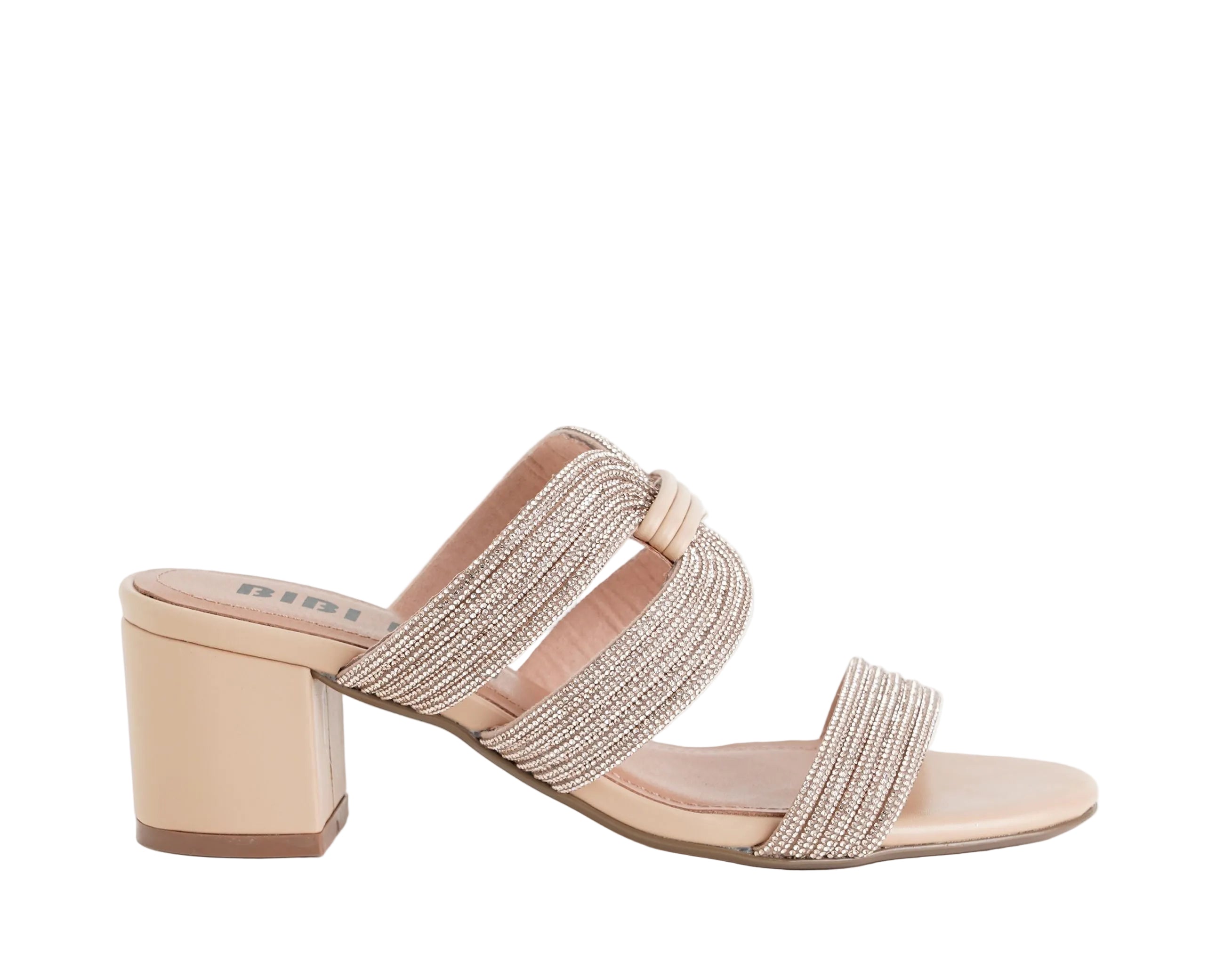 Sandali con tacco Bibi Lou Azalea 940Z00HG Nude Donna – tomaia in sintetico con strass, calzata slip-on, soletta in pelle e suola in gomma, tacco 50 mm
