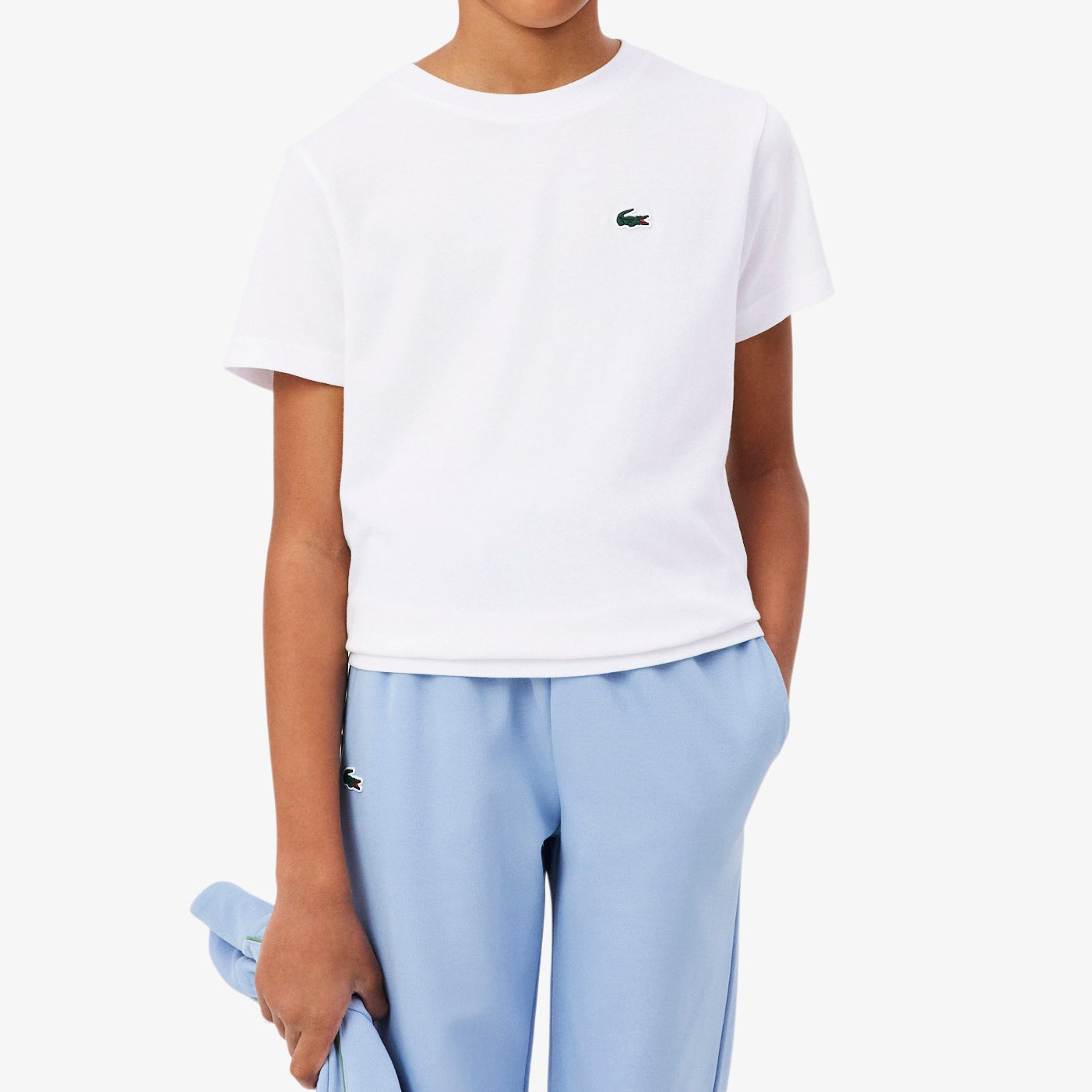 T-shirt Lacoste Tennis x Daniil Medvedev TJ7403 bianco unisex bambino - Ultra Dry, stampa racchetta, taglie 8A-16A