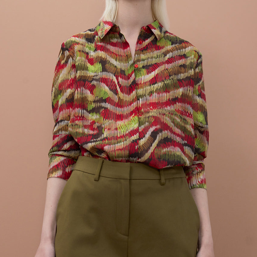 Camicia a manica lunga con stampa serpentina Lola Casademunt MS2615034 Red-Multicolor Donna