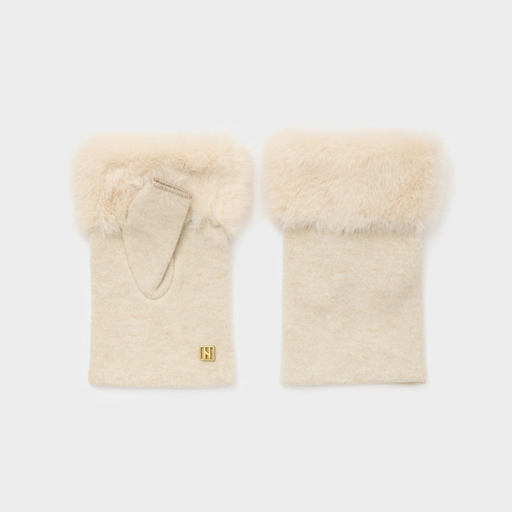 Guanti Furry eco NALI' LAGU0019 Beige Donna
