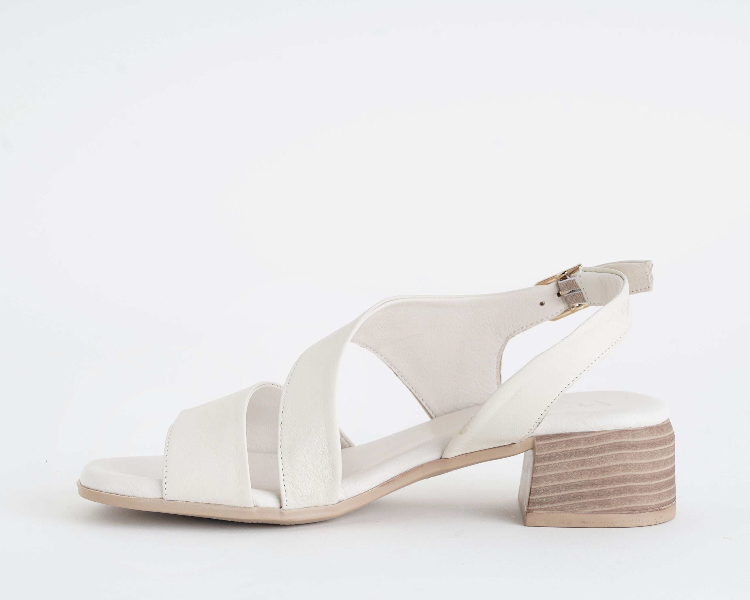 Sandalo Melluso K56062Q crema donna - Nappa sottopiede in pelle suola gomma tacco 4 cm taglie 36-40