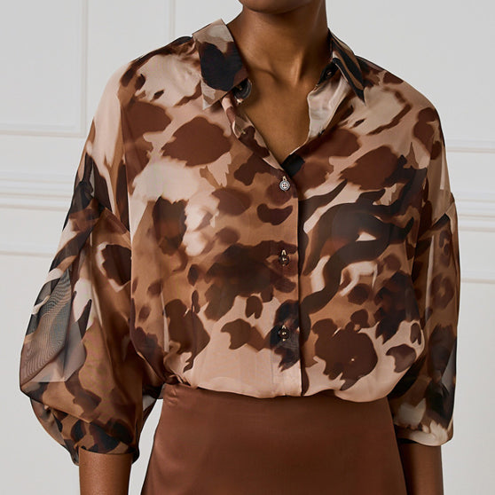 Camicia stampata ACCESSO FASHION 54-7024-866 Camel Donna