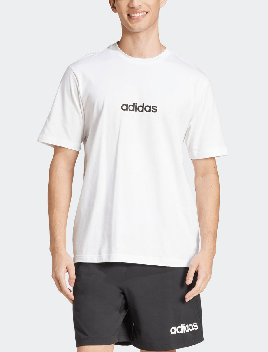 T-shirt Adidas Essentials Linear Single Jersey JE9000 bianca uomo vista frontale