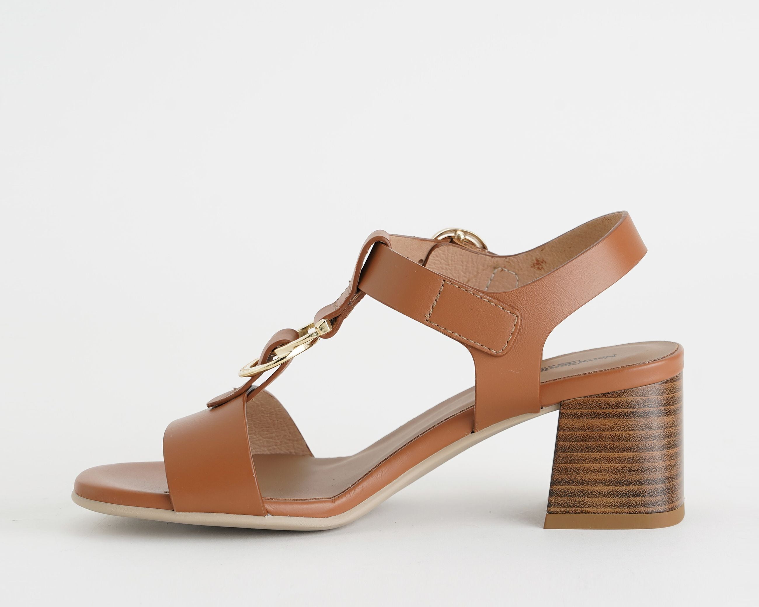 Sandalo alto NERO GIARDINI E615870D COGNAC - pelle, dettaglio metallico, tacco 55 mm, donna