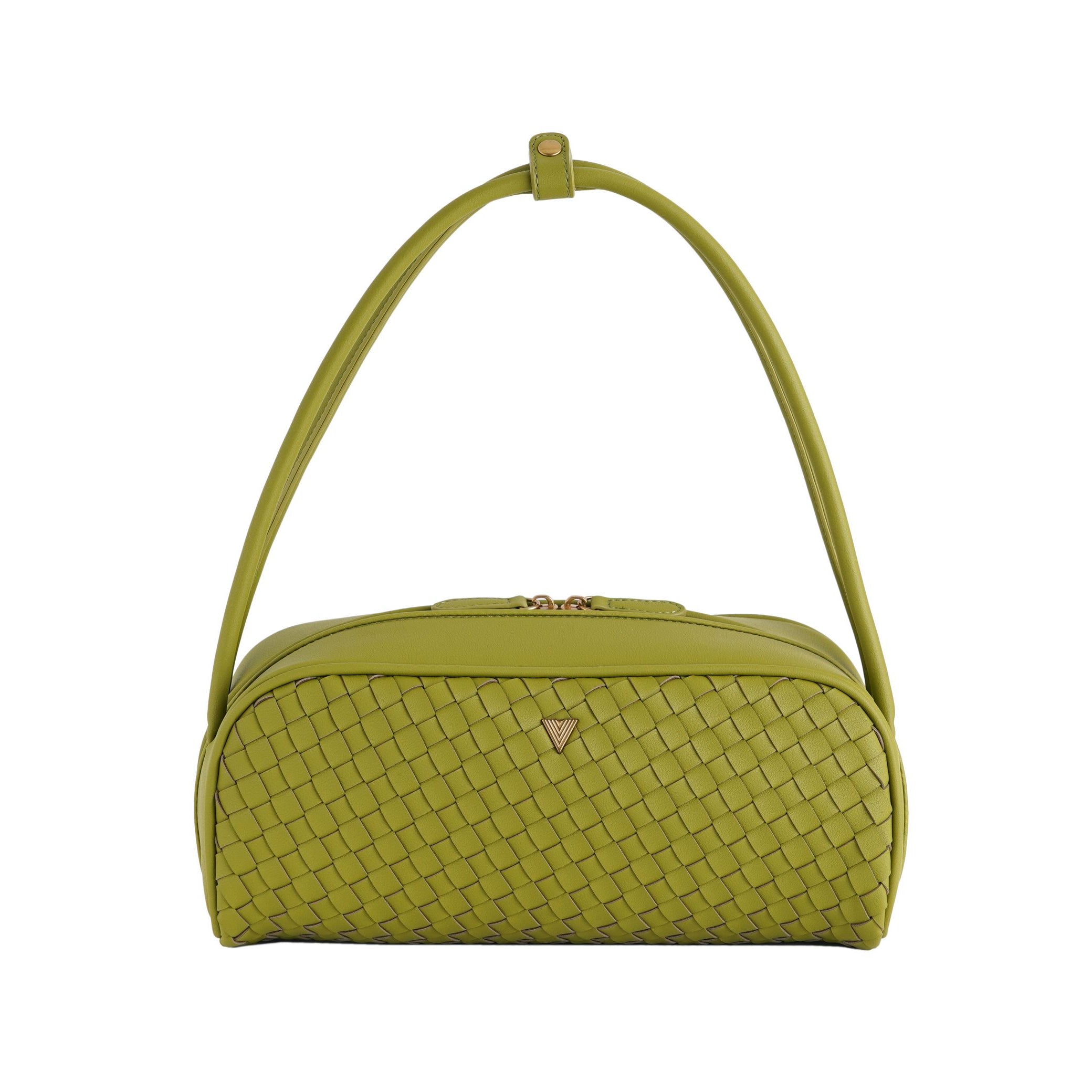 Borsa a spalla Vicolo Hicari Bag XAB0039 ecopelle intrecciata verde pistacchio donna vista frontale