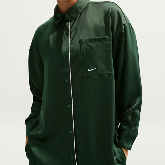 Top oversize in raso a maniche lunghe Nike IM0575-323 Fir (Sail) Donna